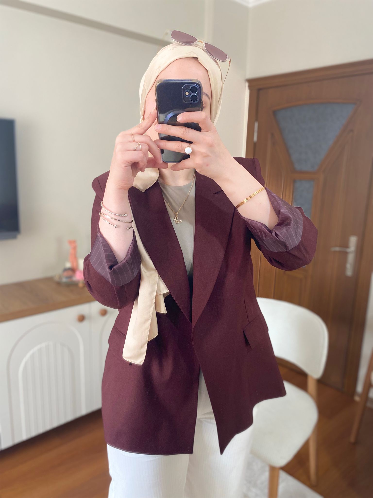 BORDO BLAZER CEPLİ CEKET